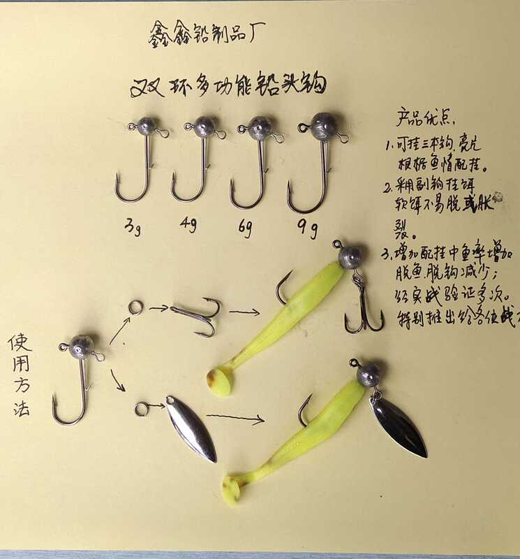 Double-Ring Multi-Functional Lead Head Hook, Can Hold Three Hooks, Reduces Fish Loss, Can Hang Sequins to Increase Fish-Attracting Effect