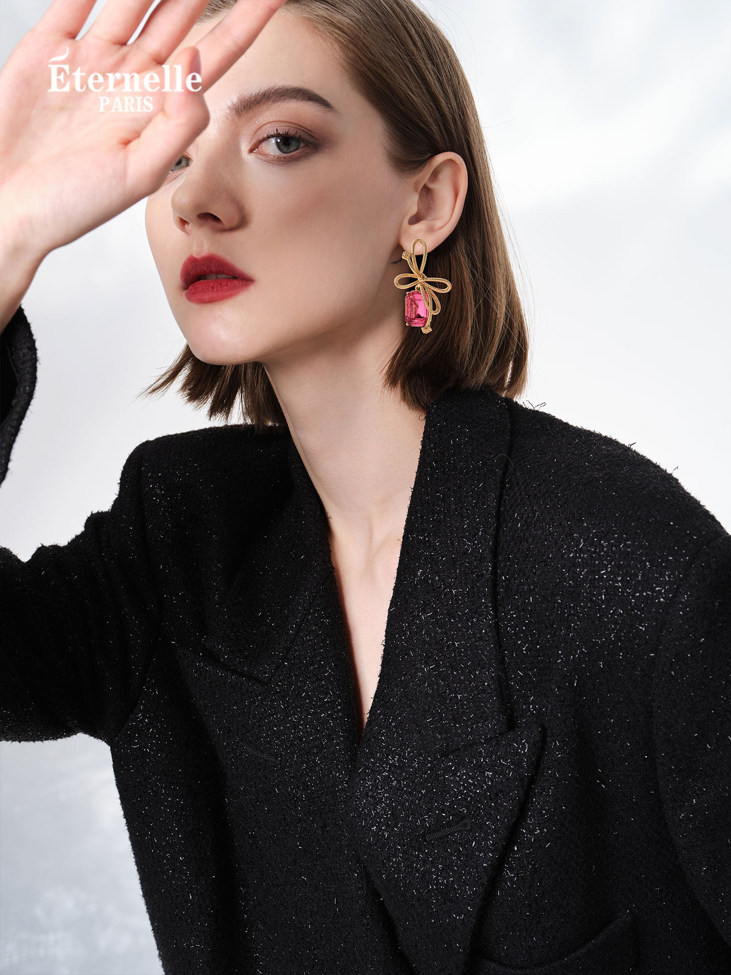 Eternelle French Eternal Venus Flame Earrings High-End Light Luxury Earrings Bow Earrings New Year Gift