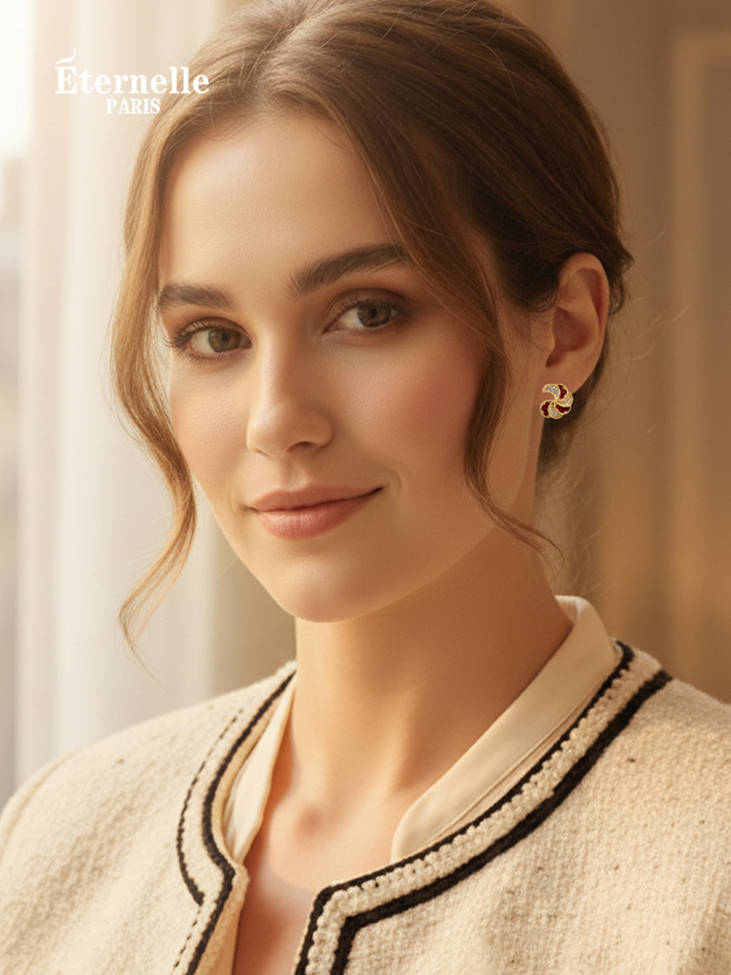 Eternelle French Eternal Heart-Shaped Rotating Earrings, High-End Luxury Earrings for Women, Designer Niche Earrings