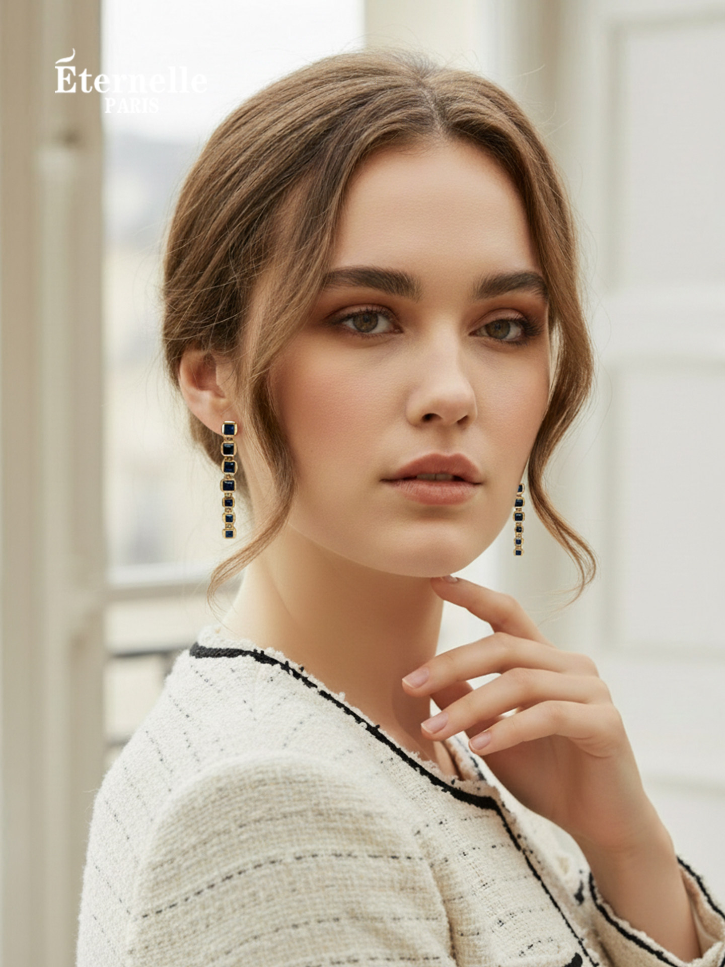 Eternelle French Eternal Blue Overture Earrings Long Tassel Design High-End Exquisite Earrings