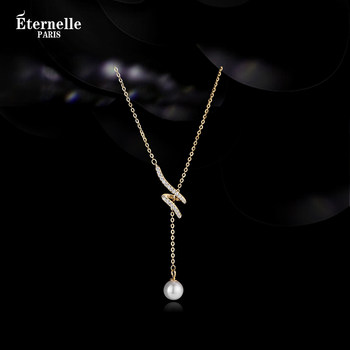 French Eternelle Original Designer Sterling Silver Necklace for Women, European and American Style Fashion Clavicle Chain, Simple and Elegant