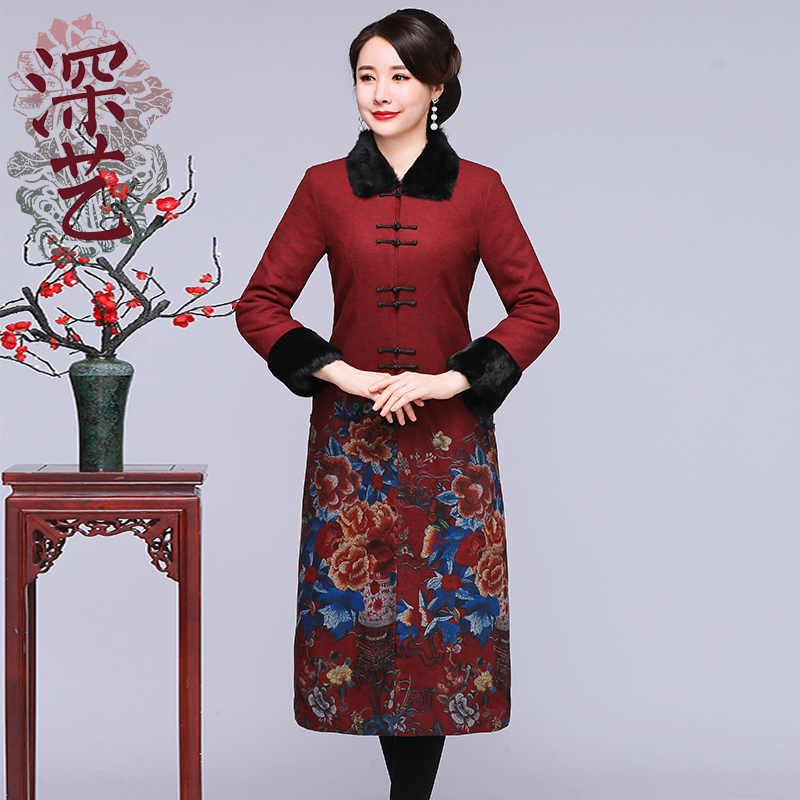 深艺 Demi-season jacket, retro quilted cheongsam, 2020, increased thickness