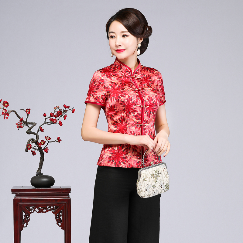 Sâu Art 2020 Spring / Summer Cải thiện trên sườn xám áo khoác lụa trung niên Tang váy phụ nữ retro áo mùa hè gió của Trung Quốc