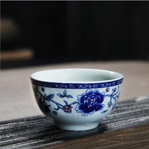 Blue and white porcelain kung fu tea set mini ceramic master cup blue and white tea cup tea cup single master Cup