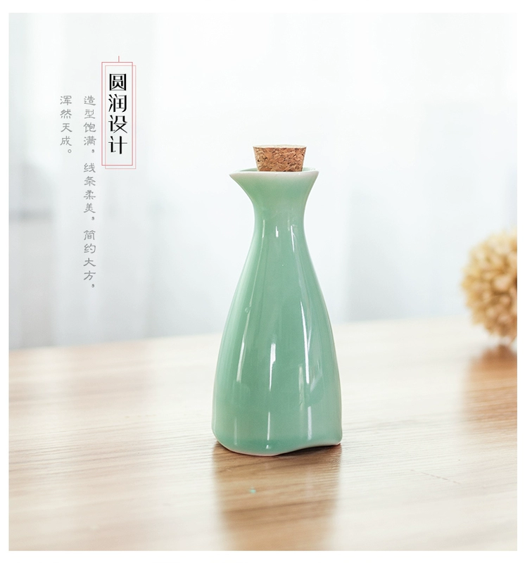 Rượu vang celadon Nhật Bản và Trung Quốc bộ 3 rượu vang trắng rượu sake bình rượu cổ nhà rượu vang vàng - Rượu vang