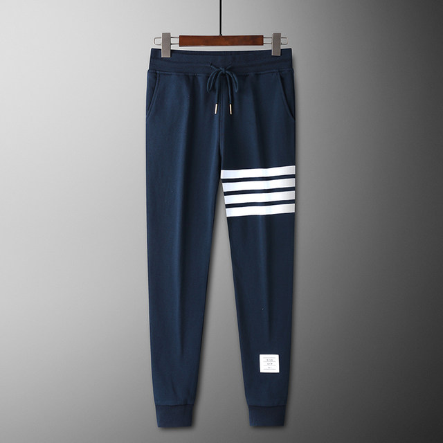 Tb sweatpants ຄລາສສິກຜູ້ຊາຍແລະແມ່ຍິງກາງເກງຂາຍາວປົກກະຕິພາກຮຽນ spring ແລະດູໃບໄມ້ລົ່ນຝ້າຍ summer ບາງ leggings ສີ່ເສັ້ນດ່າງ sweatpants
