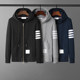 Tb classic hooded sweatshirt jacket for men and women loose knitted cardigan zipper four-bar casual sportswear high version