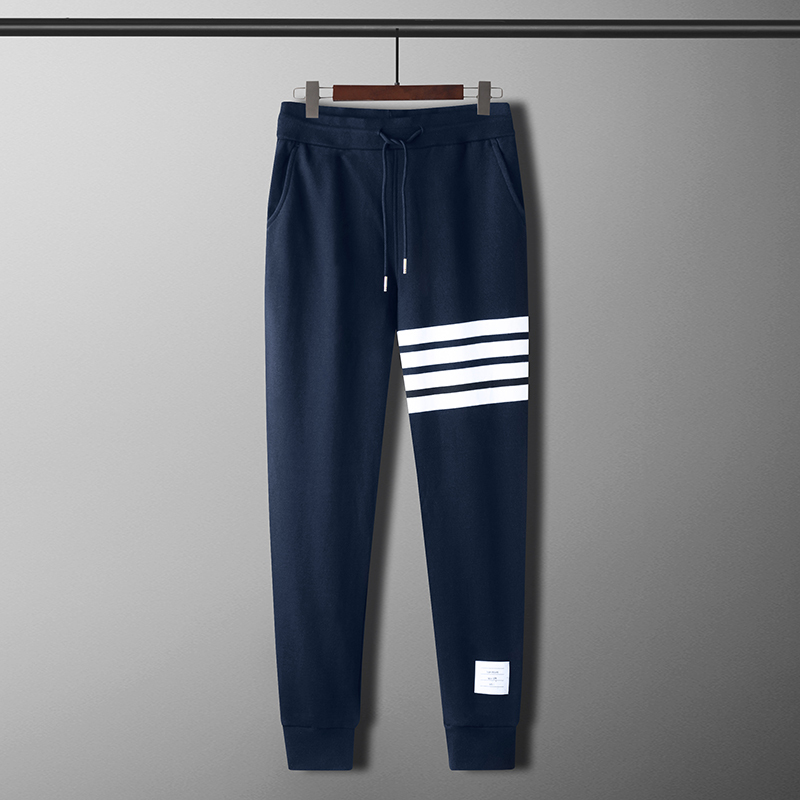 Tb Classic Sweatpants for Men and Women, Couple Style, Knitted Pure Cotton, Four-Stripe Jogger Sports Casual Pants, Long Pants for Spring and Autumn