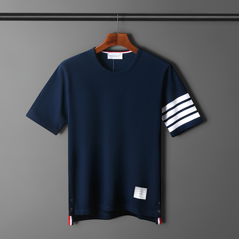 Tb Short-Sleeved Men's T-Shirt Round Neck Casual Fashion Trendy Brand Loose Pure Cotton T-Shirt 2023 Summer New Style Tee Tb Short-Sleeved Men's T-Shirt Round Neck Casual Fashion Trendy Brand Loose Pure Cotton T-Shirt 2023 Summer New Style Tee