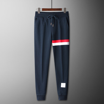 Tb sweatpants ຜູ້ຊາຍພາກຮຽນ spring ແລະດູໃບໄມ້ລົ່ນຍີ່ຫໍ້ຄົນອັບເດດ: ອາເມລິກາວ່າງກິລາກາງເກງກິລາ knitted ຝ້າຍ drawstring ຂາ cinch trousers