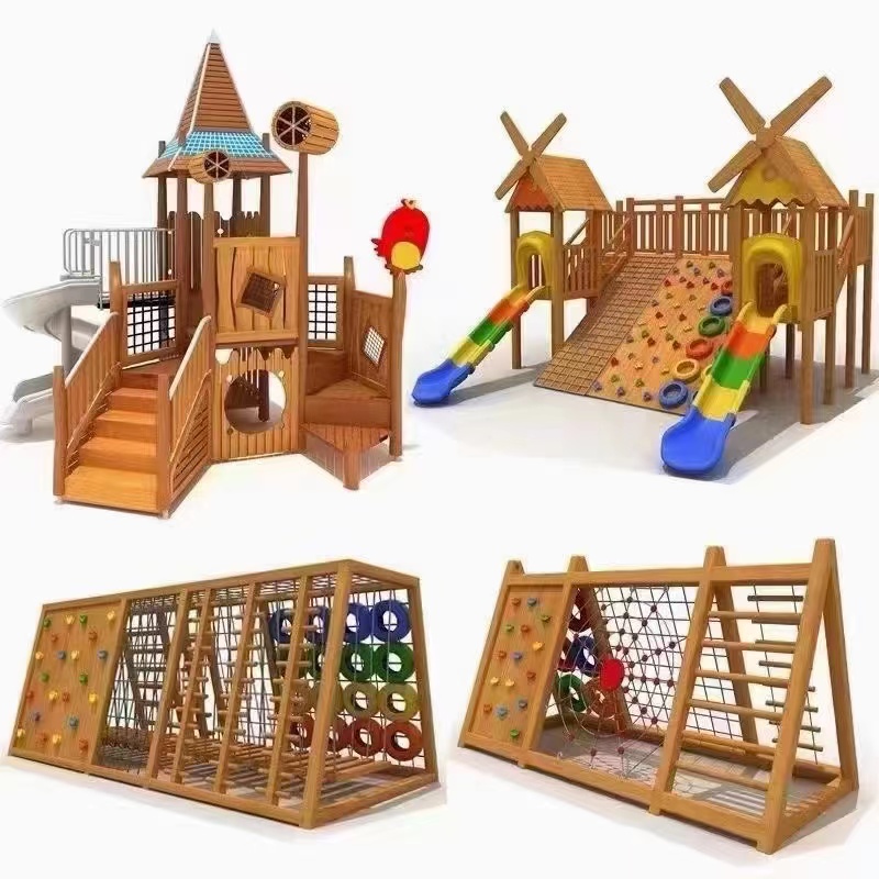 Kindergarten climbing rack children outdoor large wooden sliding ladders bridge drilling holes to train small doctoral pleasure equipment-Taobao