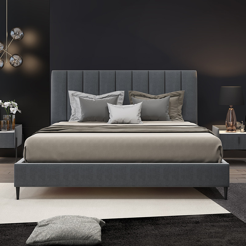 Nordic cloth bed modern simple technology double bed light luxury solid wood removable and washable master bedroom cloth bed soft bag small apartment