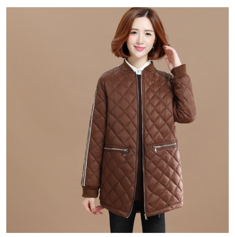 Tháng Chín Momo 2018 mùa thu và mùa đông mới của phụ nữ bóng chày sọc khâu bông phụ nữ retro quần áo cotton lỏng lẻo mẫu áo phao đẹp
