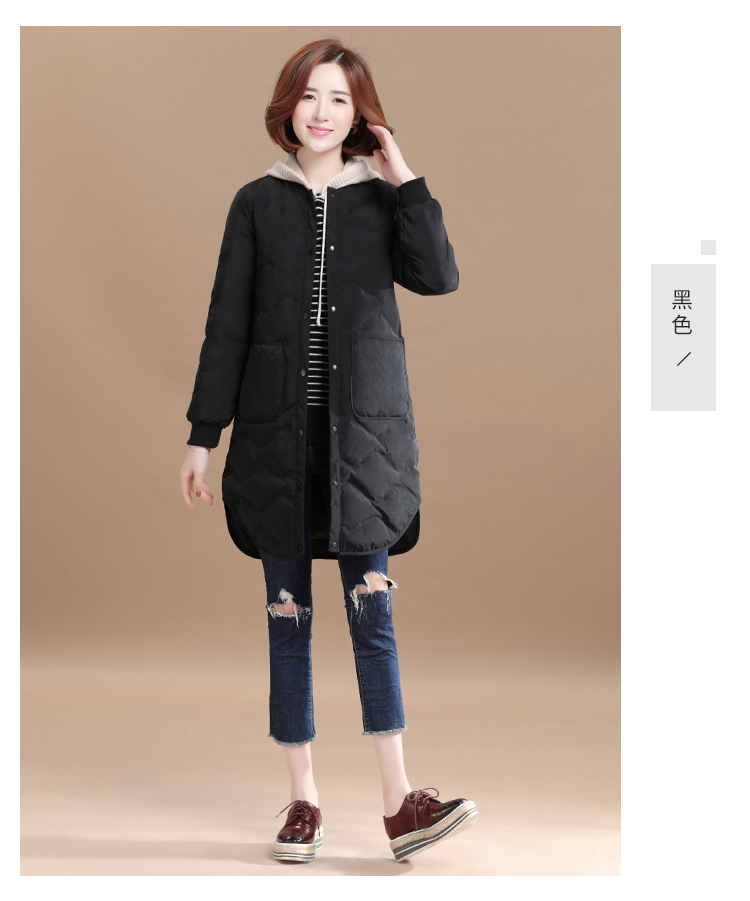 Tháng 9 Momo 2018 thu đông mới của phụ nữ dài màu rắn lỏng khâu phụ nữ cotton phiên bản dày của Hàn Quốc áo phao lông cừu