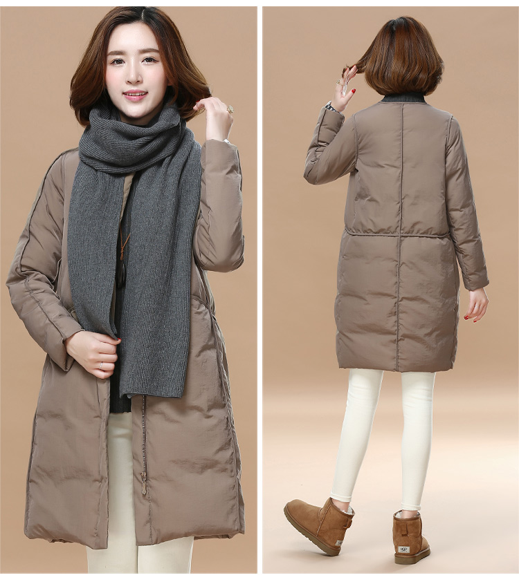 Tháng 9 Momo 2018 mùa thu và mùa đông mới cho phụ nữ cổ tròn retro cotton lỏng của phụ nữ áo dài cotton giản dị của Hàn Quốc áo phao mùa đông nữ