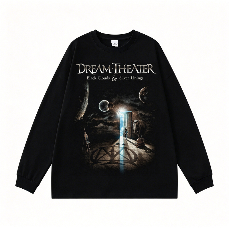 European and American Rock Band Dream Theater Printed Cotton Long-Sleeved T-Shirts for Men and Women, Spring and Autumn