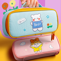 Student portable pen bag cute cartoon pen bag stationery box female elementary school student childrens pencil case male stationery bag girl Japanese tide girl Net red first grade simple multifunctional pencil bag