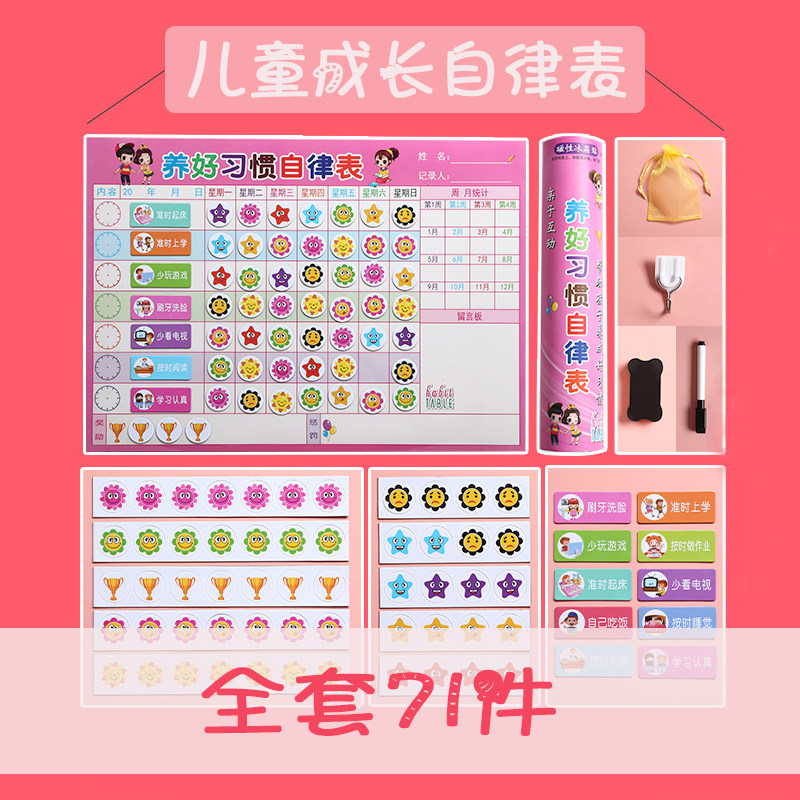 Children Growth Self-discipline Table Plan Life Good Habit Formation Schedule Wall Sticker Rewards Record Table Household Information Time Management Kindergarten Elementary School Students Study Theorizer