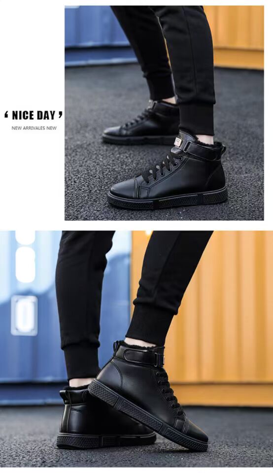 Giày nam mùa thu giày cao mùa đông giày cotton mùa cao giày thể thao aj1 hip hop phiên bản Hàn Quốc của xu hướng giày thủy triều hoang dã giày sneaker nam trắng