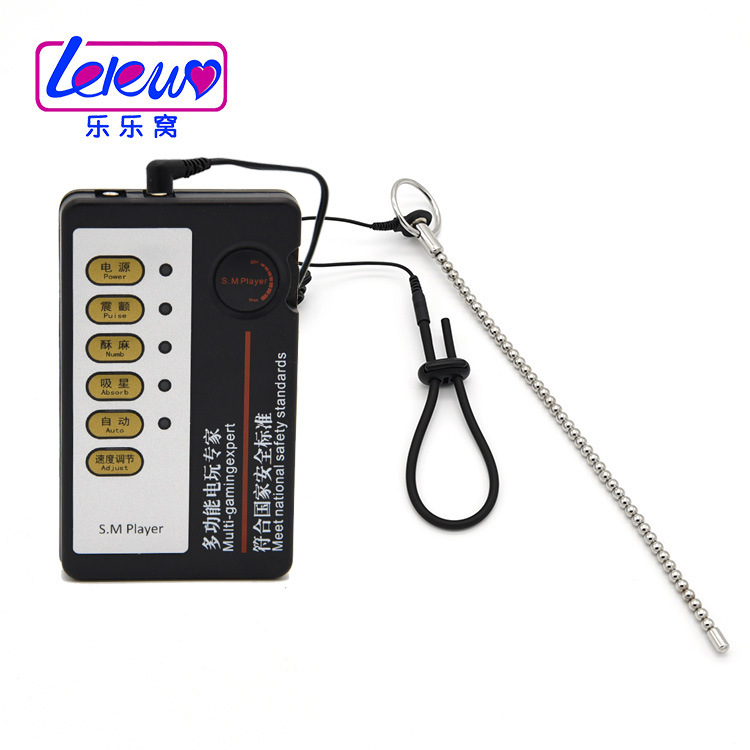 Interesting electric shock climaker stainless steel metal lengthening urinary tube horse eye stimulates expansion plug-rod penis ring SM