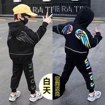 Boy Autumn Clothing Suit 2020 New Tide Ocean Air Boy Clothing Korean Version Tooling Jacket Middle Child Great Boy Blouses Two Sets