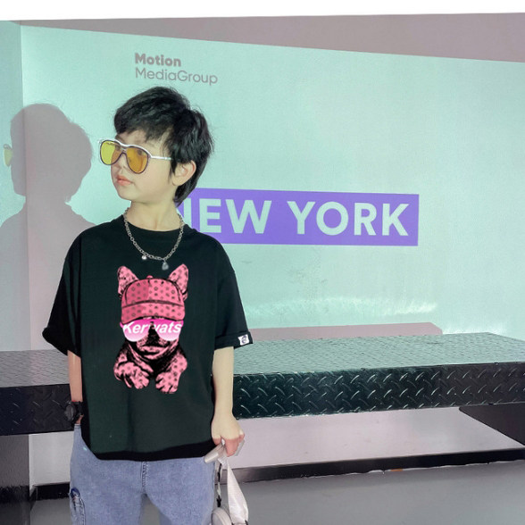 Boys' short-sleeved t-shirt 2020 summer new suit pure cotton daisy net red foreign style summer children's T-shirt Korean version