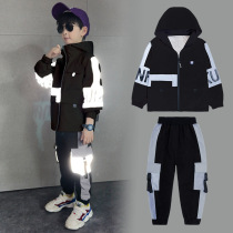 Boy Suit 2021 New Tide Ocean Air Boy Clothing Spring Autumn Style Sports Casual Tooling Jacket CUHK Boy Two Sets