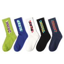 ins trend hip hop socks female middle tube male couple high tube European and American Street tide stockings letter