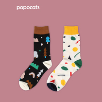 ins tide graffiti flowers socks women cute cartoon Korea middle cylinder socks college wind cotton socks