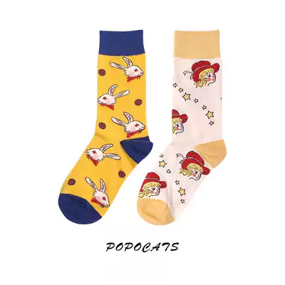 Cartoon socks children's midline socks bubble socks illustration rabbit girl personality tide