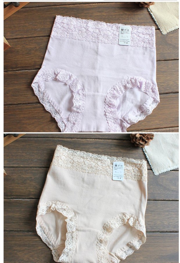 Quần lửng cạp cao nữ đơn giản thoải mái Nhật Bản gió liền ren cotton dày bụng quan lot nu cho nguoi gia