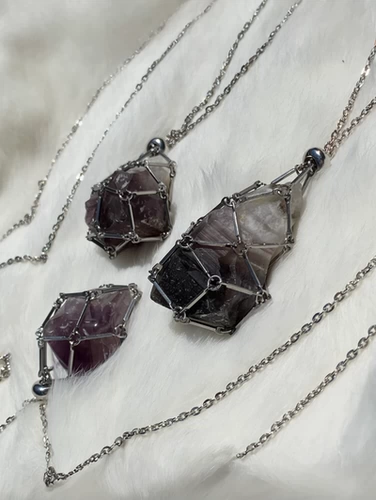 Металлическая бамбуковая плетеная подвеска из нержавеющей стали, натуральная вода, кварц, природная руда