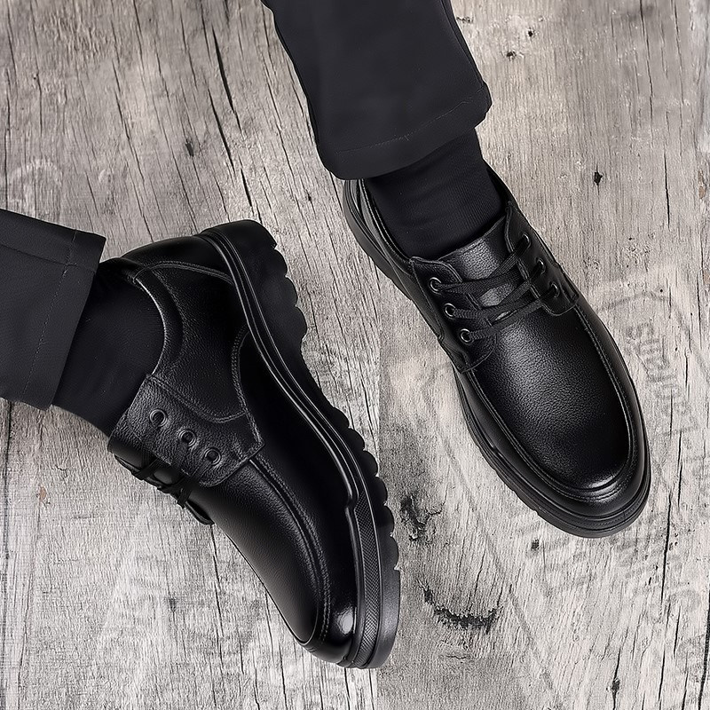 Men's Shoes Top Layer Cowhide Genuine Leather 2022 Laceup Casual Leather Shoes Men's Middle