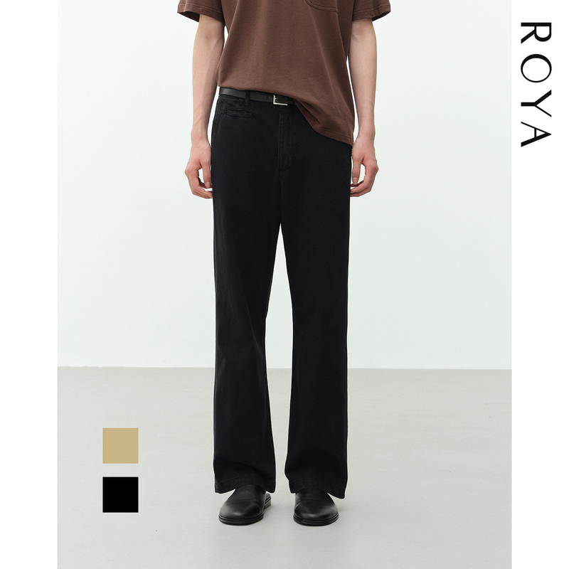 Roya |   Asut Dyed Long-Staple Cotton Chino Casual Pants, New Summer Product, Garment-Dyed with Natural Distressing.