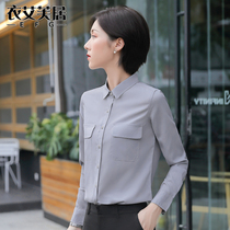 Chiffon shirt womens long sleeve temperament professional dress overalls design sense Korean shirt foreign fashion coat tide