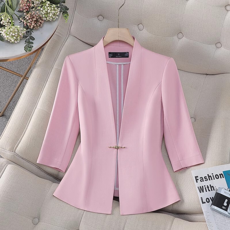 Collarless Blazer for Women, Summer Thin Style, New Elegant and Fashionable New Chinese Style Small Suit, High-End Casual Suit