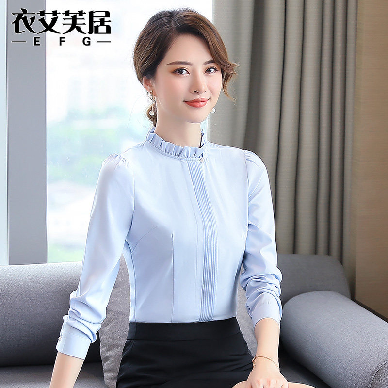 Snowspun Shirt Woman Long Sleeve Career Working Uniform Front Desk Shirt Fashion Foreign Pie Little Fresh Jersey Blouse