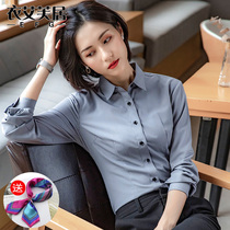 White shirt womens long-sleeved Korean version of flannel cotton shirt professional ol slim-fit free ironing work clothes new tooling formal