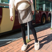 Pregnant women plaid short skirt autumn and winter 2021 new pregnancy fashion plaid skirt hip skirt support belly wear women