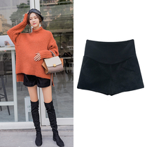 Maternity shorts wear wide legs loose a-line large size winter wool autumn shorts womens belly tide mom Han