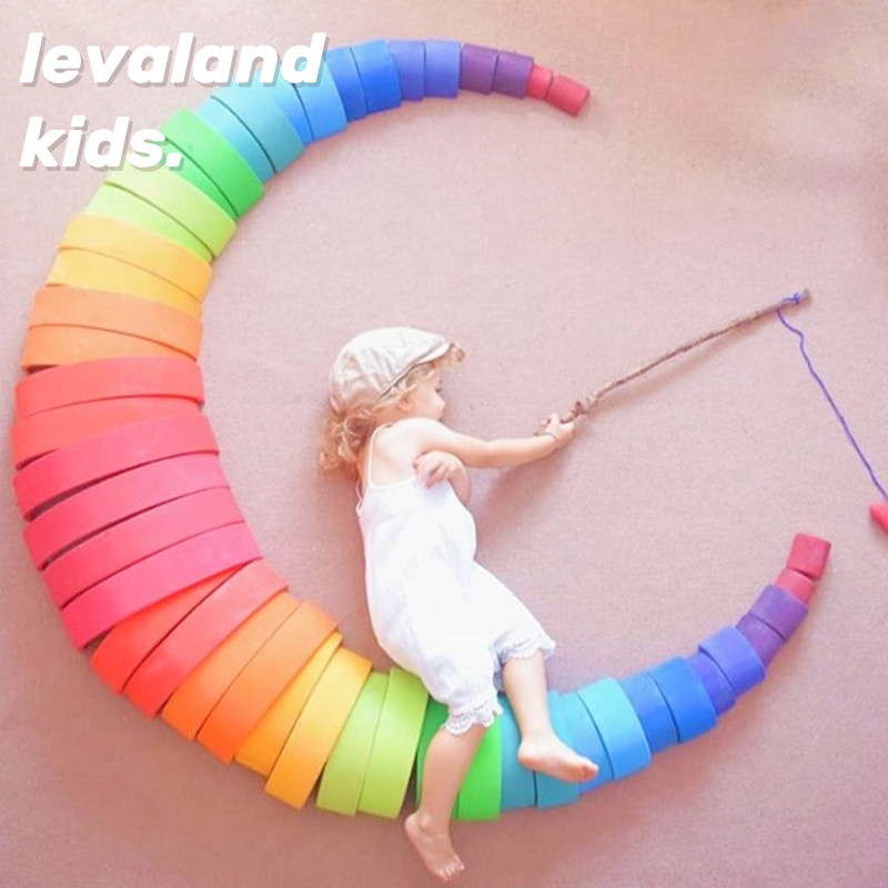 German Grimms Net Red Rainbow Building Blocks Change Shape Children's Educational Balance Build Toy Waldorf