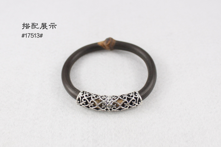 Gà máu nho phụ kiện vòng tay áo 7.5mm Tây Tạng bạc cong ống rỗng chạm khắc rồng bạc ống DIY Donkey Kong phụ kiện nho - Vòng đeo tay Clasp vòng tay đôi