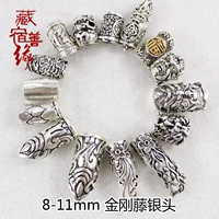 Новый ваджраяна Кесс 11 мм бедная куриная крови кровь Тибетская серебряная серебряная серебряная серебряная льви