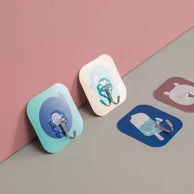 Creative wall sticker adhesive hook strong adhesive wall hanging door rear adhesive hook free of holes cute kitchen bathroom sticky hook no trace