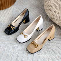 G Home Rank Buckle High Heels Woman 2022 Spring New Rear Air Sandal Retro Style Mary Rare Heel Single Shoes