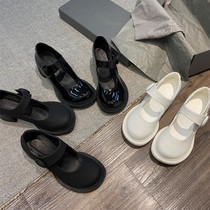 Ashigömona with the same big head shoes 2022 spring new retro Mary Jane coarse heels with little leather shoes jk uniform shoes