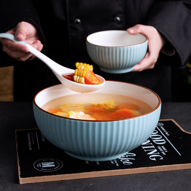 Spring dish set home Nordic tableware single creative ceramic fruit bowl large soup bowl salad bowl instant noodle bowl