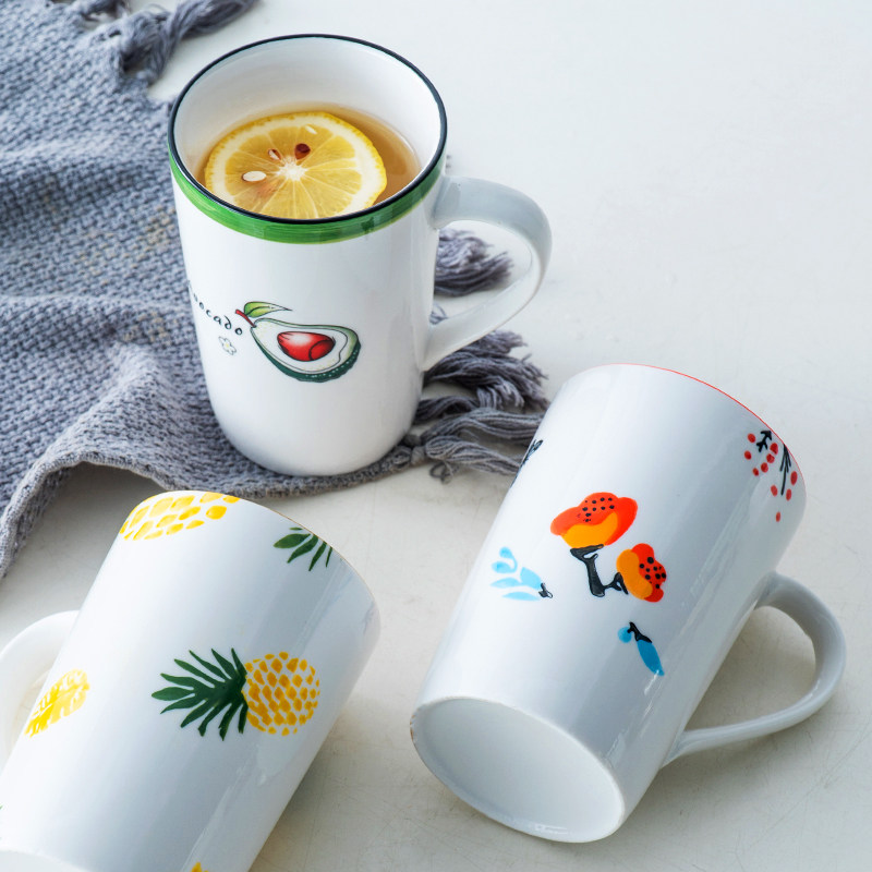 Cup children cute teenage girl creative personality trendy oat breakfast cup office with lid spoon lovers water glass pair