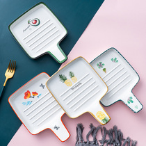 Baked rice baking plate ceramic dish microwave oven special good-looking plate creative Net Red household Japanese tableware ins Wind