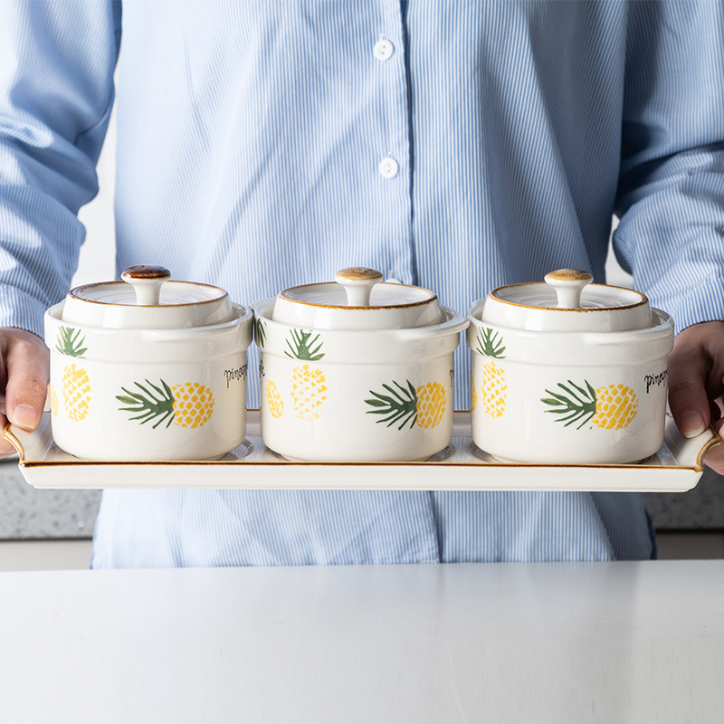 Concort cans set assembly household ceramic creative seamware bottle salt cans three pieces of chili cans kitchen supplies